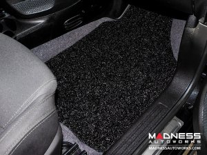 FIAT 500 Floor Mats + Cargo Mat Set - All Weather - Rubber Woven Carpet - Black